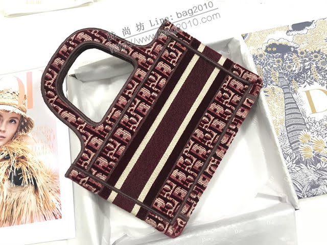 Dior女包 迪奧Book Tote迷你天鵝絨托特包手袋 Dior刺繡購物袋  dfk1508